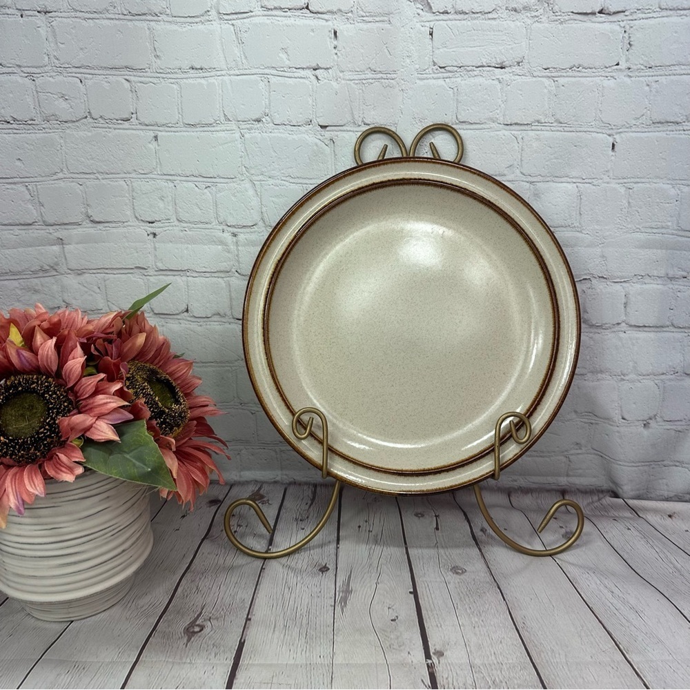 vintage yamaka suncraft brandy Cream and Brown 12" chop serving Plate